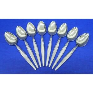 8 - Eldan PEERESS Burnished Handle w/ Glossy Stainless JAPAN Flatware TEASPOONS